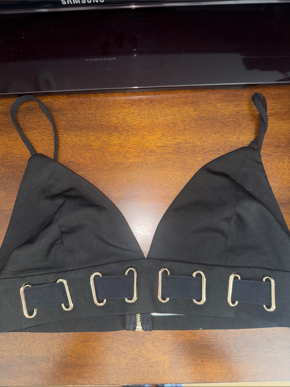 Fashion Nova Black Bralette with gold Hardware